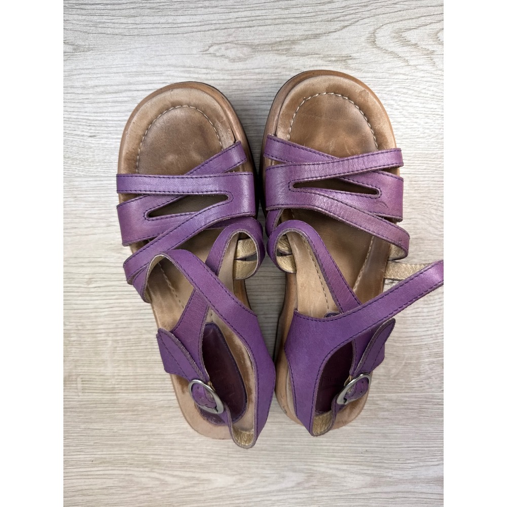 Vintage Dansko Womens EU 39 Plum Leather Strappy Platform Wedge Sandals - Picture 7 of 9